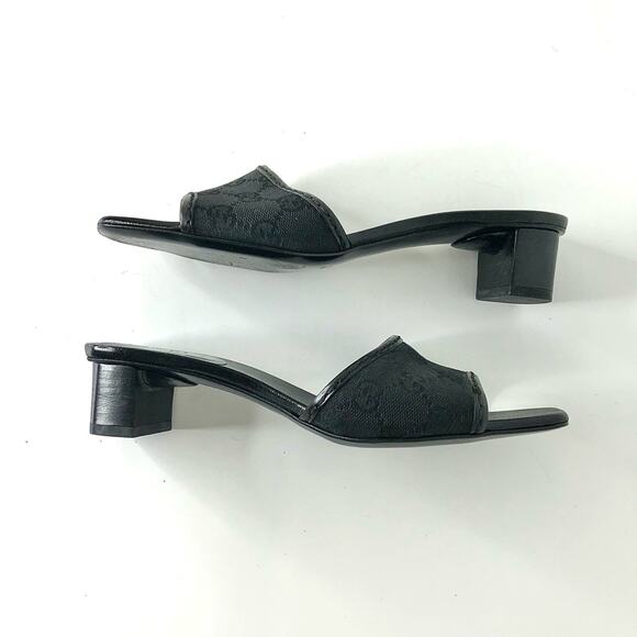 Gucci Retro Vintage Monogram Low Heel Slip On Mules Sandals 6.5 - Picture 5 of 12